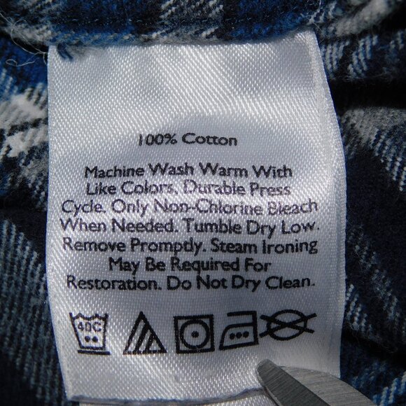 Eddie Bauer Mens L Blue White Plaid Button Front Relaxed fit Flannel Shirt - Picture 5 of 11